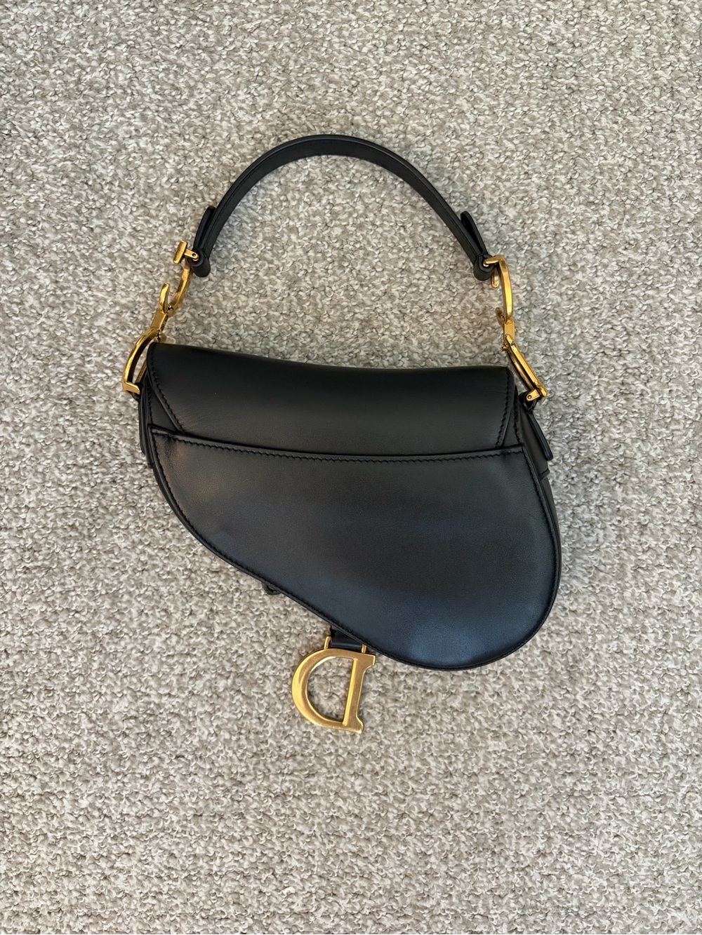Dior Black Leather Mini Saddle Shoulder Bag with Gold Hardware - Picture 2 of 7